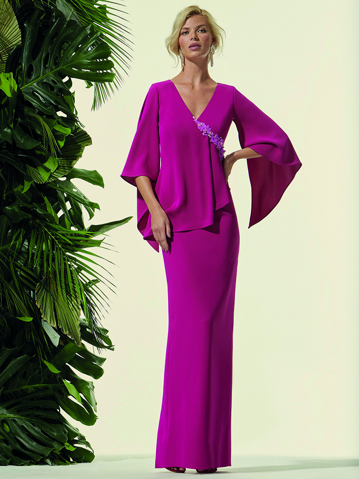Abito lungo viola con stola campia carla ruiz 2020 Laura Romagnoli Atelier